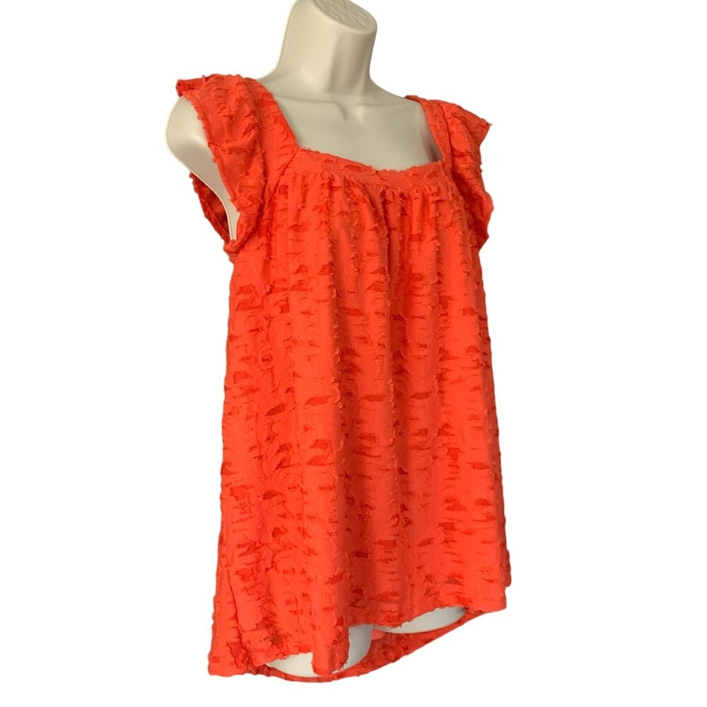 Lauren Conrad Ruffle Sleeve Tank Top - Spanish Coral - Womens Size 1X - Picture 3 of 12